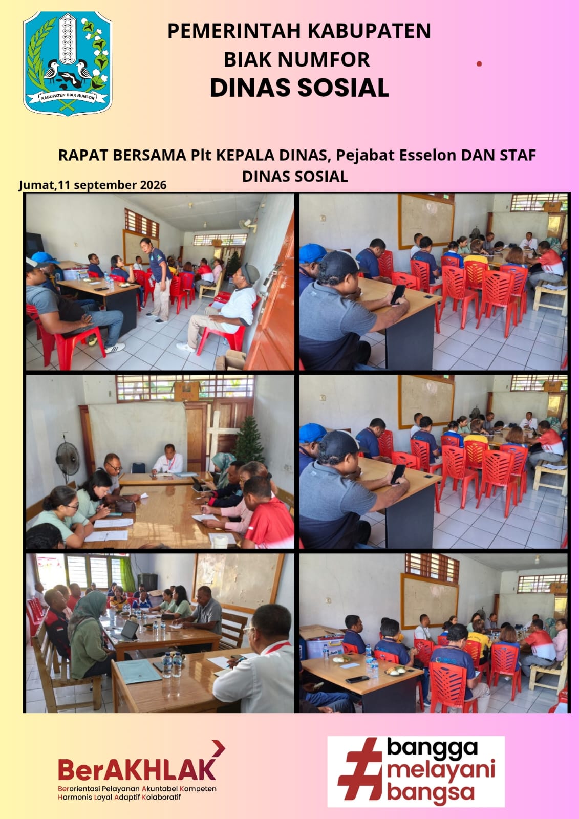 rapat pejabat esselon dan staf di Dinas sosial
