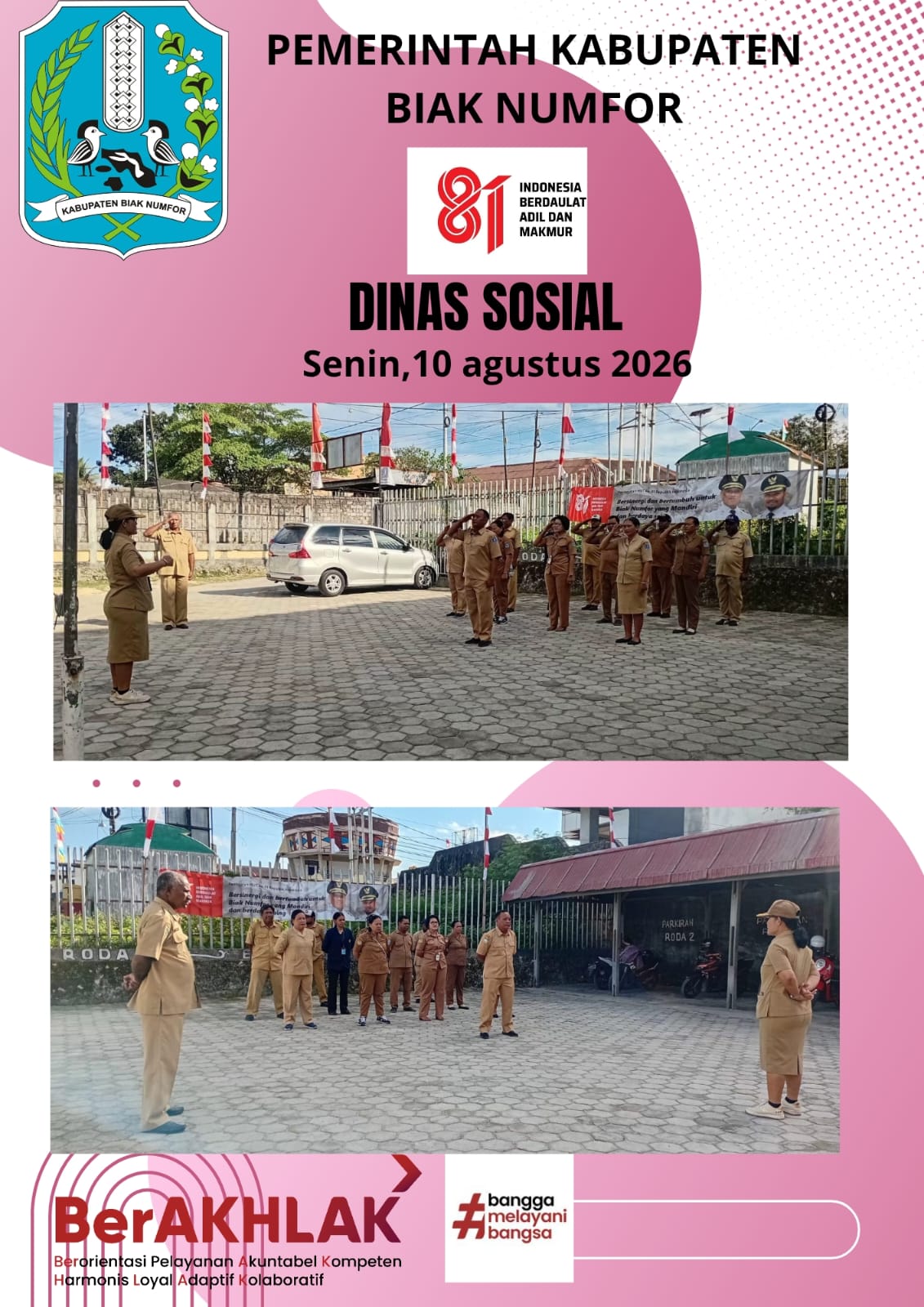 Kolase Kegiatan Pelaksanaan Apel Dinas Sosial Biak Numfor